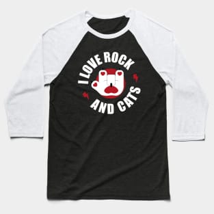 I Love Rock n' Roll and Cats Band Logo, Sticker Band Baseball T-Shirt